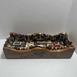 Vintage Wooden Sewing Basket Or Use As A Dolls Bed Girly‎ Chickens Bears Flowers